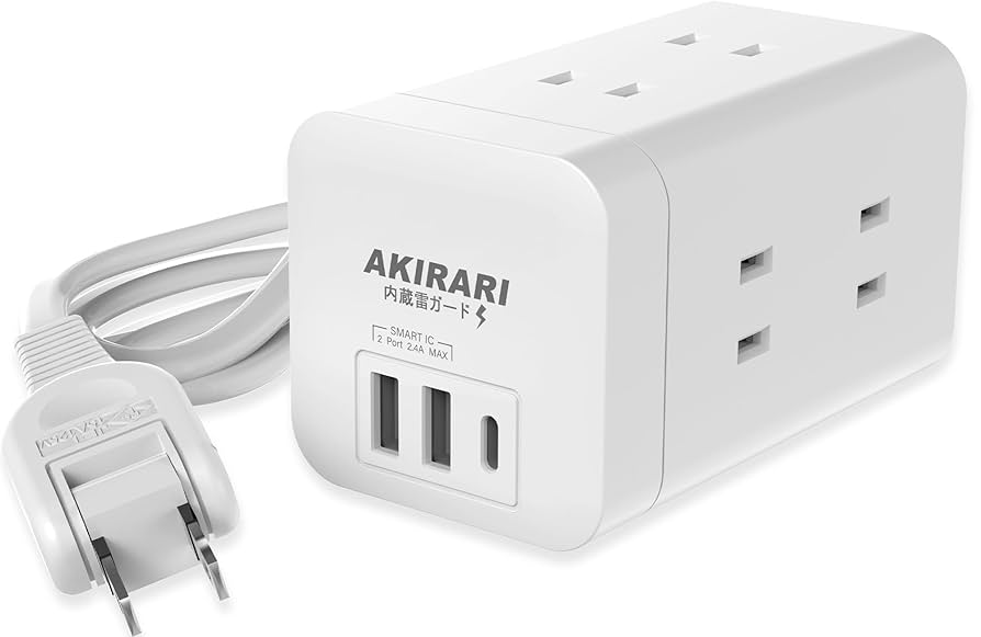 Amazon.co.jp: KIMOC 電源タップ タワー usb付き 1m 雷ガード 6